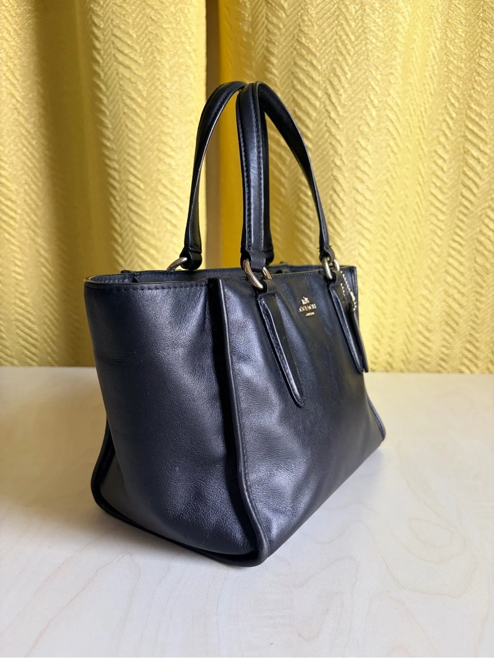 Coach Black Leather Mini Carryall Tote with Gold Toned Hardware